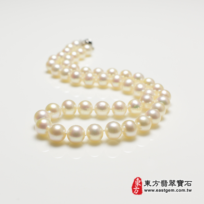 白珍珠項鍊(白珍珠珠子，珠徑約0.85mm，MWB006) 客製化設計各種白珍珠珠串、白珍珠珠子、白珍珠項鍊、白珍珠手珠。★附東方翡翠寶石保證卡商品圖