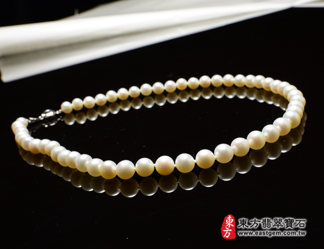 白珍珠項鍊(白珍珠珠子，珠徑約0.75mm，MWB001) 客製化設計各種白珍珠珠串、白珍珠珠子、白珍珠項鍊、白珍珠手珠。★附東方翡翠寶石保證卡
