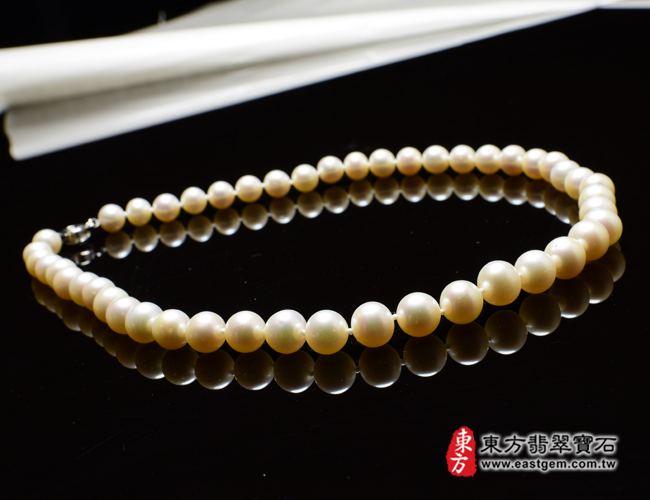 白珍珠項鍊(白珍珠珠子，珠徑約0.85mm，MWB006) 客製化設計各種白珍珠珠串、白珍珠珠子、白珍珠項鍊、白珍珠手珠。★附東方翡翠寶石保證卡