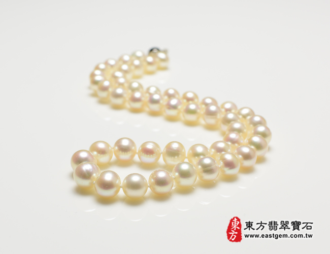 白珍珠項鍊(白珍珠珠子，珠徑約0.85mm，MWB007) 客製化設計各種白珍珠珠串、白珍珠珠子、白珍珠項鍊、白珍珠手珠。★附東方翡翠寶石保證卡