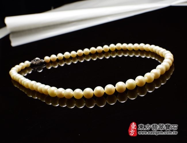 白珍珠項鍊(白珍珠珠子，珠徑約0.8mm，MWB015) 客製化設計各種白珍珠珠串、白珍珠珠子、白珍珠項鍊、白珍珠手珠。★附東方翡翠寶石保證卡
