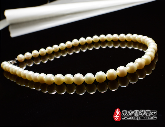 白珍珠項鍊(白珍珠珠子，珠徑約0.85mm，MWB016) 客製化設計各種白珍珠珠串、白珍珠珠子、白珍珠項鍊、白珍珠手珠。★附東方翡翠寶石保證卡