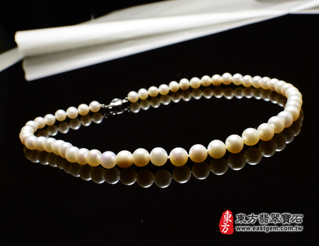 白珍珠項鍊(白珍珠珠子，珠徑約0.8mm，MWB024) 客製化設計各種白珍珠珠串、白珍珠珠子、白珍珠項鍊、白珍珠手珠。★附東方翡翠寶石保證卡
