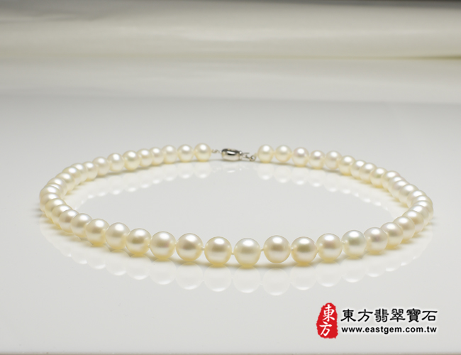 白珍珠項鍊(白珍珠珠子，珠徑約0.8mm，MWB026) 客製化設計各種白珍珠珠串、白珍珠珠子、白珍珠項鍊、白珍珠手珠。★附東方翡翠寶石保證卡
