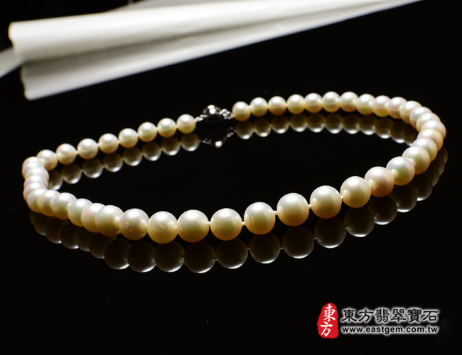 白珍珠項鍊(白珍珠珠子，珠徑約0.9mm，MWB028) 客製化設計各種白珍珠珠串、白珍珠珠子、白珍珠項鍊、白珍珠手珠。★附東方翡翠寶石保證卡