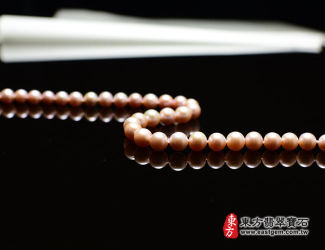 粉紅珍珠項鍊(粉紅珍珠珠子，珠徑約0.8mm，MPB-002) 客製化設計各種粉紅珍珠珠串、粉紅珍珠珠子、粉紅珍珠項鍊、粉紅珍珠手珠。★附東方翡翠寶石保證卡