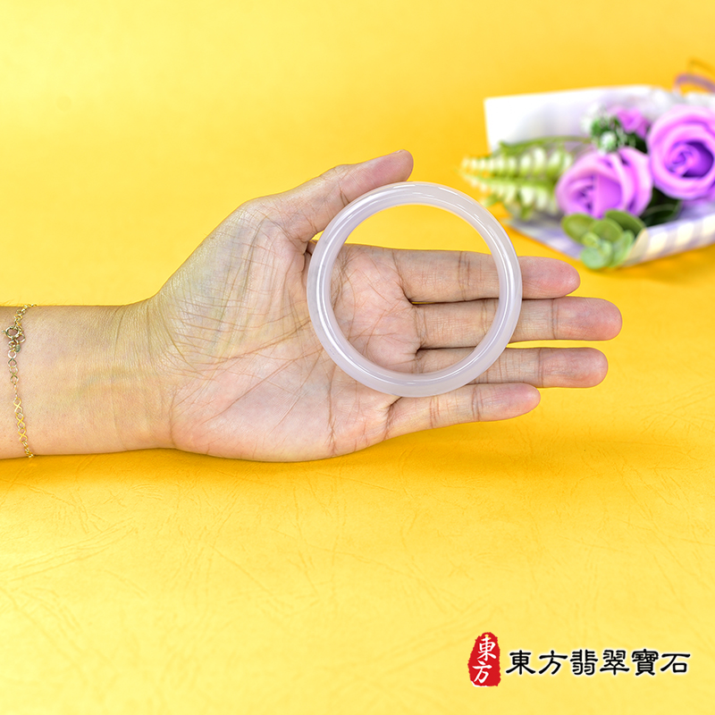 大小紫瑪瑙手鐲（紫帶白色，平口鐲18，PC018）。客製化訂做各種紫瑪瑙手鐲★附東方翡翠寶石保證卡