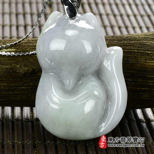 （已出售勿下標，可訂做）翡翠狐狸項鍊玉珮（狐狸：狐狸牌A貨翡翠狐狸玉珮、緬甸玉狐狸玉墜）。糯種帶紫羅蘭狐狸，FX007。客製化訂做各種翡翠狐狸吊墜玉珮項鍊。★附A貨翡翠雙證書翡翠手鐲、翡翠玉鐲商品