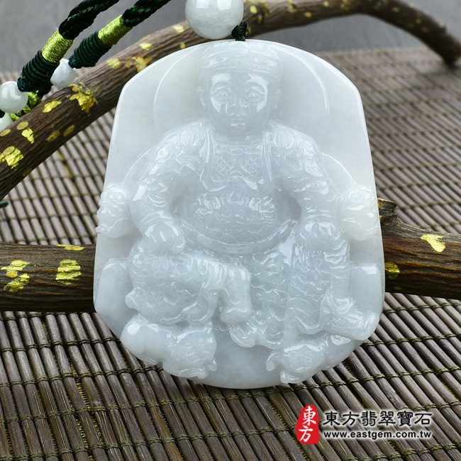（已售出勿下標，可訂做）翡翠廣澤尊王項鍊玉珮（廣澤尊王：廣澤尊王牌A貨翡翠廣澤尊王玉珮、緬甸玉廣澤尊王玉墜）。糯種帶淡紫羅蘭廣澤尊王，KN031。客製化訂做各種翡翠廣澤尊王吊墜玉珮項鍊。★附A貨翡翠雙證書翡翠手鐲、翡翠玉鐲商品