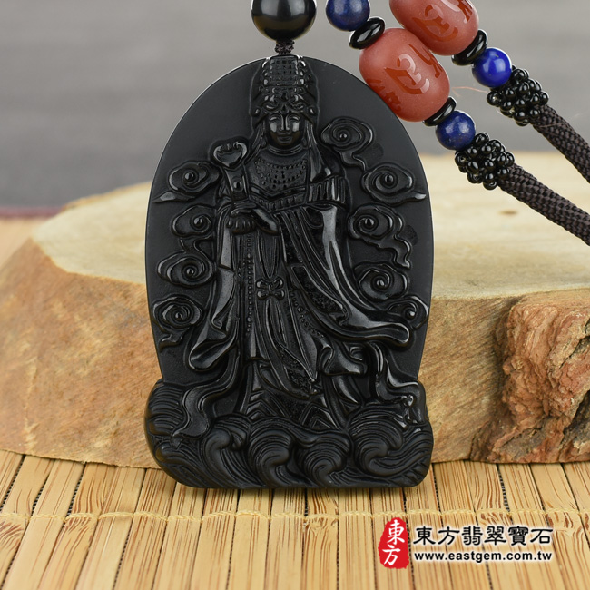 最新玉石神明玉珮商品-（已出售勿下標，可訂做）黑曜石媽祖項鍊玉珮（天上聖母：媽祖牌黑曜石媽祖玉珮、黑曜石媽祖玉墜）。黑曜石媽祖，MD048。客製化訂做各種黑曜石媽祖吊墜玉珮項鍊。★附東方翡翠寶石保證卡