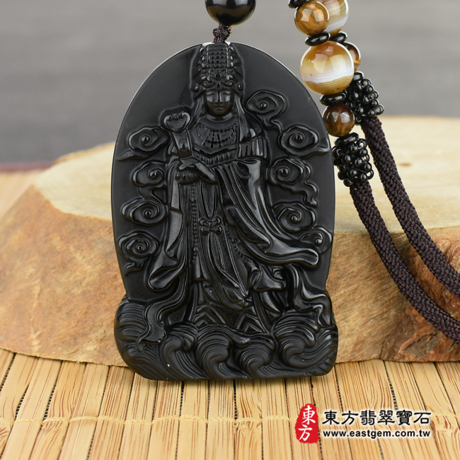 最新玉石神明玉珮商品-（已出售勿下標，可訂做）黑曜石媽祖項鍊玉珮（天上聖母：媽祖牌黑曜石媽祖玉珮、黑曜石媽祖玉墜）。黑曜石媽祖，MD050。客製化訂做各種黑曜石媽祖吊墜玉珮項鍊。★附東方翡翠寶石保證卡