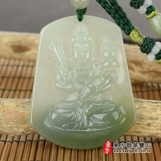 （已出售勿下標，可訂做）翡翠虛空藏菩薩項鍊玉珮（虛空藏菩薩：虛空藏菩薩牌A貨翡翠虛空藏菩薩玉珮、緬甸玉虛空藏菩薩玉墜）。綠色糯種虛空藏菩薩，GY652。客製化訂做各種翡翠虛空藏菩薩吊墜玉珮項鍊。★附A貨翡翠雙證書翡翠手鐲、翡翠玉鐲商品