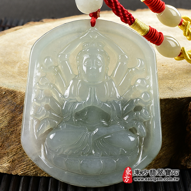 （已出售勿下標，可訂做）翡翠千手觀音項鍊玉珮（千手觀音：千手觀音牌A貨翡翠千手觀音玉珮、緬甸玉千手觀音玉墜）。淡綠色糯冰種千手觀音，LH171。客製化訂做各種翡翠千手觀音吊墜玉珮項鍊。★附A貨翡翠雙證書翡翠手鐲、翡翠玉鐲商品