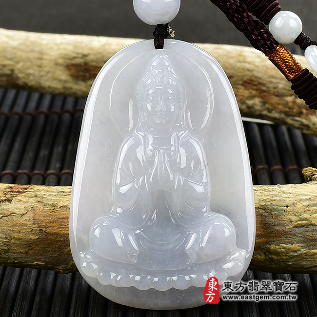 （已出售勿下標，可訂做）翡翠觀音項鍊玉珮（觀世音菩薩、合掌觀音：觀音牌A貨翡翠觀世音菩薩玉珮、緬甸玉觀世音菩薩玉墜）。淡紫色糯種紫羅蘭觀世音菩薩，GY1166。客製化訂做各種翡翠觀世音菩薩吊墜玉珮項鍊。★附A貨翡翠雙證書翡翠手鐲、翡翠玉鐲商品
