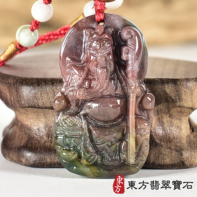 最新玉石神明玉珮商品-水草玉文關公項鍊玉珮（關聖帝君：文關公牌水草玉文關公玉珮、水草玉文關公玉墜）水草玉文關公，KG783客製化訂做各種水草玉文關公吊墜玉珮項鍊。★附東方翡翠寶石保證卡
