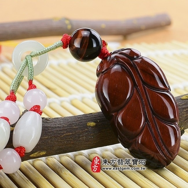 葉子  左側照片 虎眼石葉子項鍊玉珮（一夜致富：葉子牌虎眼石葉子玉珮、紅虎眼石葉子玉墜）。天然虎眼石紅虎眼石葉子，LE100。客製化訂做各種虎眼石葉子吊墜玉珮項鍊。★東方翡翠寶石保證卡