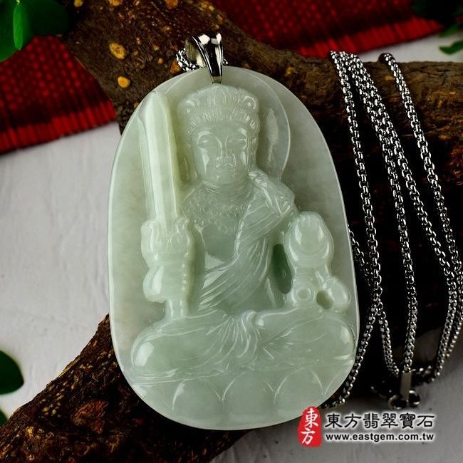 不動明王  正面照片 （已售出勿下標，可訂做）翡翠不動明王項鍊玉珮（不動明王：不動明王牌A貨翡翠不動明王玉珮、緬甸玉不動明王玉墜）。淺綠色糯豆種不動明王，FD078。客製化訂做各種翡翠不動明王吊墜玉珮項鍊。★附A貨翡翠雙證書 