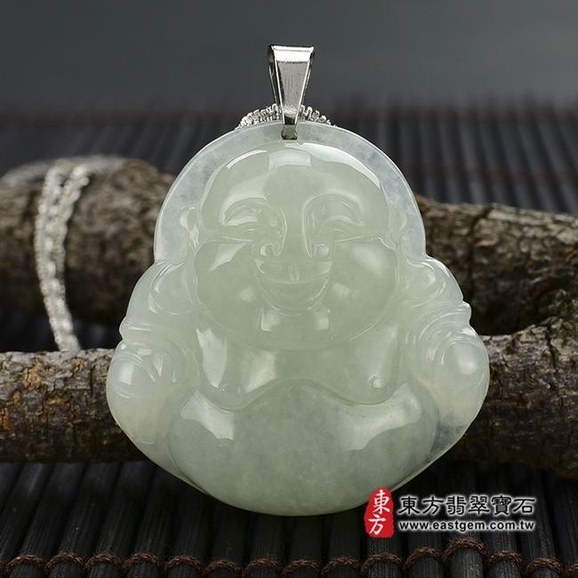 彌勒佛  正面照片  （已售出勿下標，可訂做）翡翠彌勒佛項鍊玉珮（彌勒佛：彌勒佛牌A貨翡翠彌勒佛玉珮、緬甸玉彌勒佛玉墜）。糯種彌勒佛，ML012。客製化訂做各種翡翠彌勒佛吊墜玉珮項鍊。★附A貨翡翠雙證書