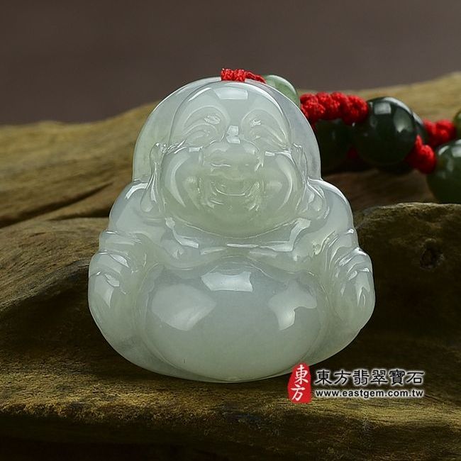 彌勒佛  正面照片  （已出售勿下標，可訂做）翡翠彌勒佛項鍊玉珮（彌勒佛：彌勒佛牌A貨翡翠彌勒佛玉珮、緬甸玉彌勒佛玉墜）。糯種彌勒佛，ML005。客製化訂做各種翡翠彌勒佛吊墜玉珮項鍊。★附A貨翡翠雙證書