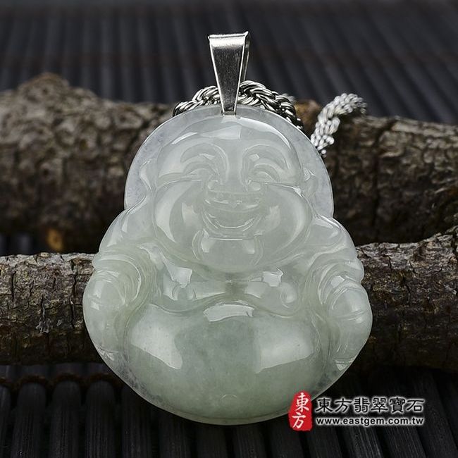 彌勒佛  正面照片  （已出售勿下標，可訂做）翡翠彌勒佛項鍊玉珮（彌勒佛：彌勒佛牌A貨翡翠彌勒佛玉珮、緬甸玉彌勒佛玉墜）。糯種，微透光彌勒佛，ML031。客製化訂做各種翡翠彌勒佛吊墜玉珮項鍊。★附A貨翡翠雙證書