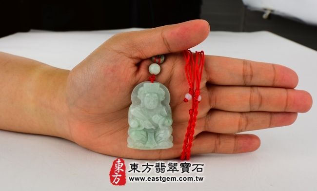 天上聖母/媽祖  大小示意照片 （已出售勿下標，可訂做）翡翠媽祖項鍊玉珮（天上聖母：媽祖牌A貨翡翠媽祖玉珮、緬甸玉媽祖玉墜）。淡綠糯豆種媽祖，MD023。客製化訂做各種翡翠媽祖吊墜玉珮項鍊。★附A貨翡翠雙證書