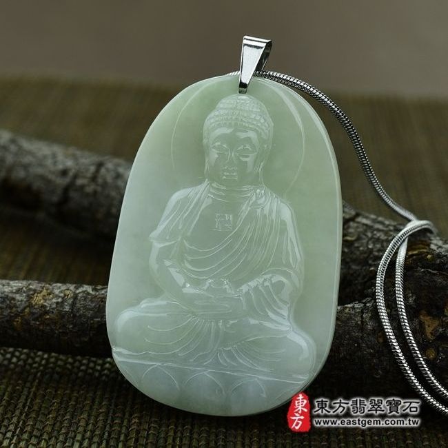 釋迦牟尼佛  右側照片 （已出售勿下標，可訂做）翡翠釋迦牟尼佛項鍊玉珮（佛祖：釋迦牟尼佛牌A貨翡翠釋迦牟尼佛玉珮、緬甸玉釋迦牟尼佛玉墜）。淡綠細豆種釋迦牟尼佛，FD024。客製化訂做各種翡翠釋迦牟尼佛吊墜玉珮項鍊，★附A貨翡翠雙證書