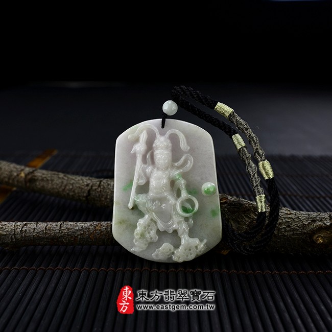 太子哪吒翡翠吊墜情境照片 （已售出勿下標，可訂做）翡翠哪吒三太子項鍊玉珮（中壇元帥、哪吒：哪吒三太子牌A貨翡翠三太子玉珮、緬甸玉哪吒三太子玉墜）。白底青種翡翠三太子，TT002。客製化訂做各種翡翠哪吒三太子吊墜玉珮項鍊。★附A貨翡翠雙證書