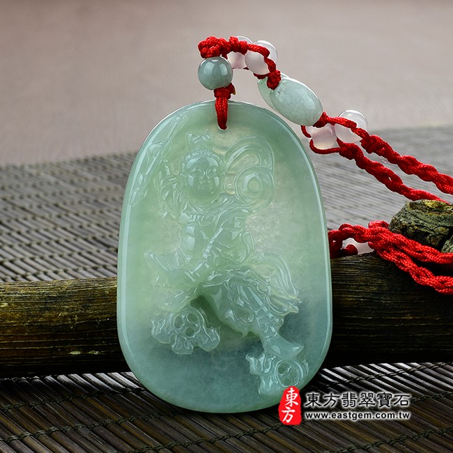 三太子哪吒(中壇元帥)  正面照片 （已出售勿下標，可訂做）翡翠哪吒三太子項鍊玉珮（中壇元帥、哪吒：哪吒三太子牌A貨翡翠三太子玉珮、緬甸玉哪吒三太子玉墜）。油青糯種三太子，TT035。客製化訂做各種翡翠哪吒三太子吊墜玉珮項鍊。★附A貨翡翠雙證書