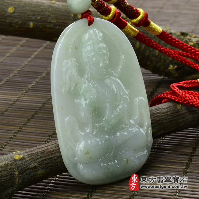 觀音菩薩/楊柳觀音菩薩 左側照片 （已出售勿下標，可訂做）翡翠觀音菩薩項鍊玉珮（楊柳觀音菩薩：觀音菩薩牌A貨翡翠觀音菩薩玉珮、緬甸玉觀音菩薩玉墜）。糯種飄花撒金花觀音菩薩，GY320。客製化訂做各種翡翠觀音菩薩吊墜玉珮項鍊。★附A貨翡翠雙證書  