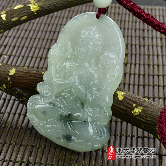 千手觀音 右側照片 （已出售勿下標，可訂做）翡翠千手觀音項鍊玉珮（千手觀音：千手觀音牌A貨翡翠千手觀音玉珮、緬甸玉千手觀音玉墜）。糯種飄花千手觀音，LH022。客製化訂做各種翡翠千手觀音吊墜玉珮項鍊。★附A貨翡翠雙證書