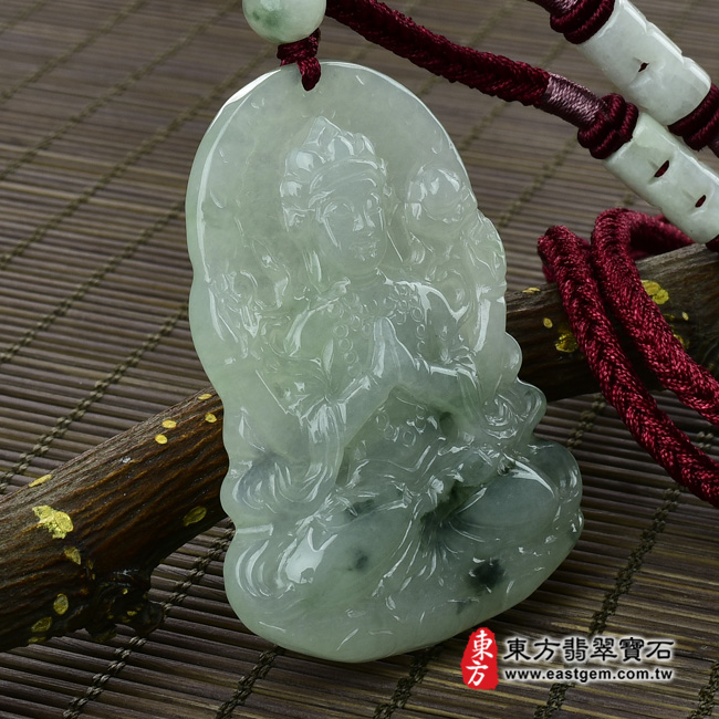 千手觀音 左側照片 （已出售勿下標，可訂做）翡翠千手觀音項鍊玉珮（千手觀音：千手觀音牌A貨翡翠千手觀音玉珮、緬甸玉千手觀音玉墜）。糯種飄花千手觀音，LH022。客製化訂做各種翡翠千手觀音吊墜玉珮項鍊。★附A貨翡翠雙證書