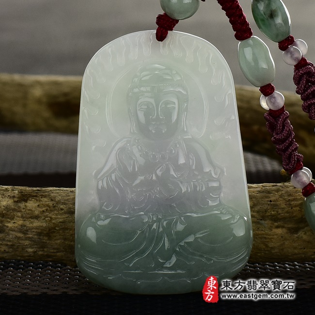 觀音項鍊玉珮正面照片   （已出售勿下標，可訂做）翡翠觀音項鍊玉珮（觀世音菩薩，持經觀音：觀音牌A貨翡翠觀音玉珮、緬甸玉觀音玉墜）。糯種春帶彩觀音，GY389。客製化訂做各種翡翠觀音吊墜玉珮項鍊。★附A貨翡翠雙證書.jpg