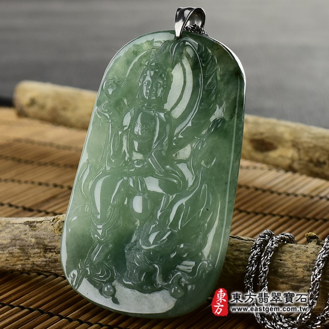 觀音項鍊玉珮  右側照片  （已出售勿下標，可訂做） 翡翠觀音項鍊玉珮（觀世音菩薩，乘龍觀音：觀音牌A貨翡翠觀音玉珮、緬甸玉觀音玉墜）。糯種油青觀音，GY399。客製化訂做各種翡翠觀音吊墜玉珮項鍊。★附A貨翡翠雙證書.jpg