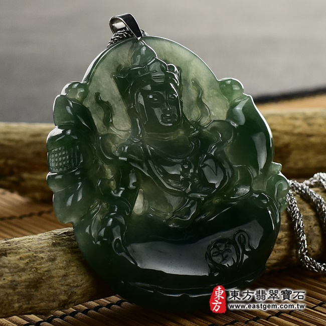 大勢至菩薩項鍊玉珮  左側照片   （已出售勿下標，可訂做）翡翠大勢至菩薩項鍊玉珮（大勢至菩薩：大勢至菩薩牌A貨翡翠大勢至菩薩玉珮、緬甸玉大勢至菩薩玉墜）。綠色油青糯冰種大勢至菩薩，GY420。客製化訂做各種翡翠大勢至菩薩吊墜玉珮項鍊。★附A貨翡翠雙證書.jpg