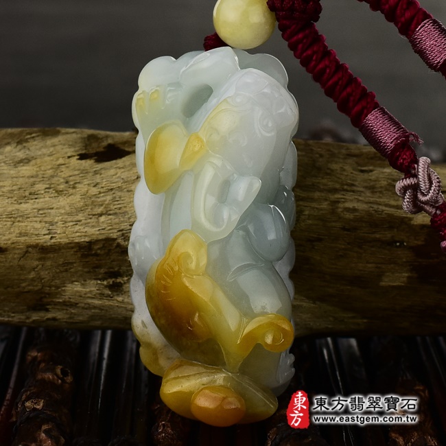 貔貅項鍊玉珮  正面照片   （已出售勿下標，可訂做）翡翠貔貅項鍊玉珮（招財貔貅：貔貅牌A貨翡翠貔貅玉珮、緬甸玉貔貅玉墜）。黃翡翠貔貅，PF334。客製化訂做各種翡翠貔貅吊墜玉珮項鍊。★附A貨翡翠雙證書.jpg