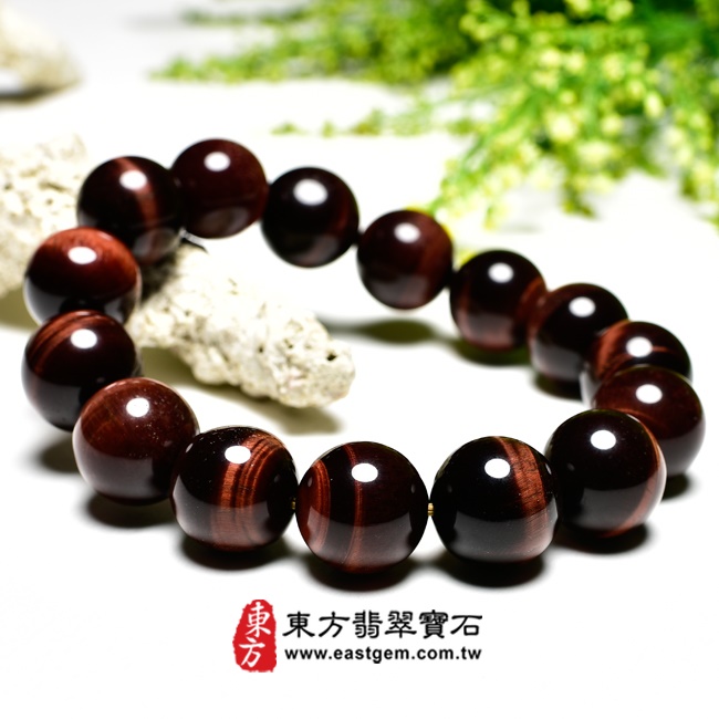 紅虎眼手鍊右側照片   紅虎眼手鍊。（紅虎眼珠子，珠徑約14~14.5mm，OTR021）。客製化設計各種紅虎眼珠串、紅虎眼珠子、紅虎眼手鍊、紅虎眼手珠。★附東方翡翠寶石保證卡.jpg