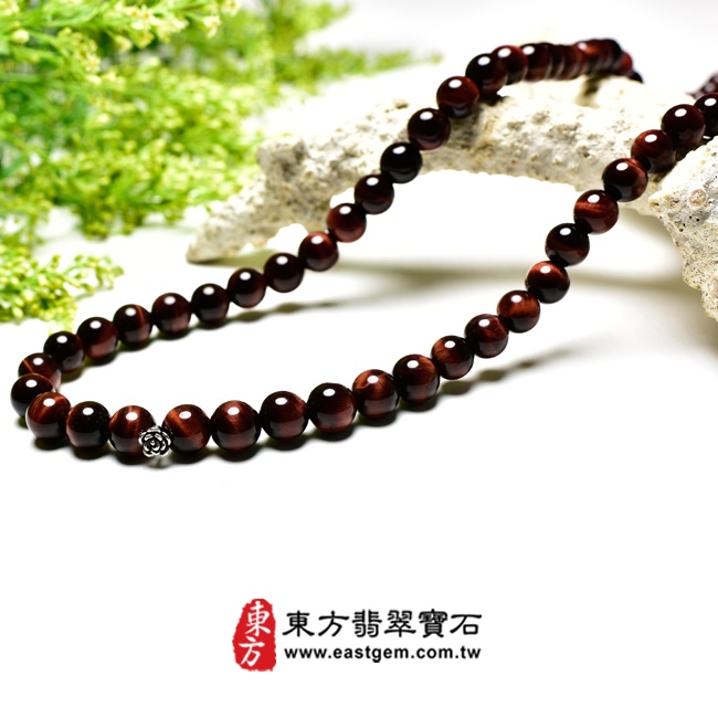紅虎眼手鍊左側照片   （已出售勿下標，可訂做）紅虎眼手鍊。（紅虎眼珠子，珠徑約8~10mm，OTR027）。客製化設計各種紅虎眼珠串、紅虎眼珠子、紅虎眼手鍊、紅虎眼手珠。★附東方翡翠寶石保證卡