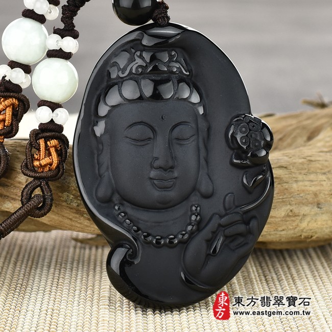 黑曜石觀音項鍊玉珮  正面照片  （已出售勿下標，可訂做）黑曜石觀世音菩薩項鍊玉珮（觀世音菩薩：觀世音菩薩牌黑曜石觀世音菩薩玉珮、黑曜石觀世音菩薩玉墜）。黑曜石觀世音菩薩，GY505。客製化訂做各種黑曜石觀世音菩薩吊墜玉珮項鍊。★附東方翡翠寶石保證卡