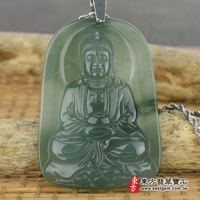 翡翠釋迦牟尼佛/佛祖  正面照片 （已出售勿下標，可訂做）翡翠佛祖項鍊玉珮（佛祖：佛祖牌A貨翡翠佛祖玉珮、緬甸玉佛祖玉墜）。綠色糯種油青佛祖，FD269。客製化訂做各種翡翠佛祖吊墜玉珮項鍊。★附A貨翡翠雙證書