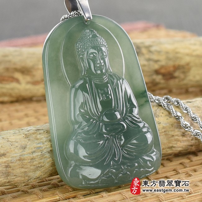 翡翠釋迦牟尼佛/佛祖  右側照片 （已出售勿下標，可訂做）翡翠佛祖項鍊玉珮（佛祖：佛祖牌A貨翡翠佛祖玉珮、緬甸玉佛祖玉墜）。綠色糯種油青佛祖，FD269。客製化訂做各種翡翠佛祖吊墜玉珮項鍊。★附A貨翡翠雙證書