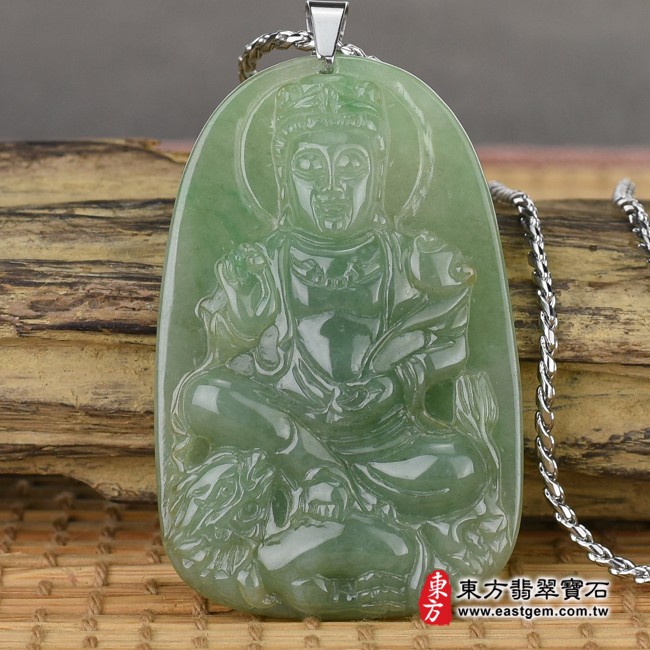 觀音項鍊玉珮正面照片  （已出售勿下標，可訂做）翡翠觀世音菩薩項鍊玉珮（觀世音菩薩、乘龍觀音：觀世音菩薩牌A貨翡翠觀世音菩薩玉珮、緬甸玉觀世音菩薩玉墜）。綠色糯種觀世音菩薩，GY616。客製化訂做各種翡翠觀世音菩薩吊墜玉珮項鍊。★附A貨翡翠雙證書