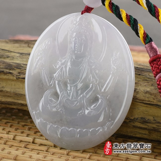 千手觀音項鍊玉珮右側照片  （已出售勿下標，可訂做）翡翠千手觀音項鍊玉珮（千手觀音：千手觀音牌A貨翡翠千手觀音玉珮、緬甸玉千手觀音玉墜）。淡紫色糯種千手觀音，LH098。客製化訂做各種翡翠千手觀音吊墜玉珮項鍊。★附A貨翡翠雙證書