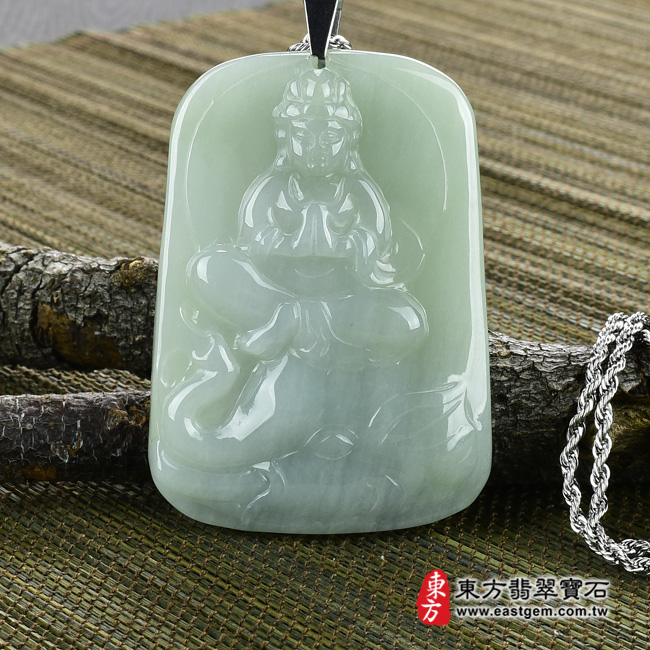 普賢菩薩項鍊玉珮正面照片 （已出售勿下標，可訂做） 翡翠普賢菩薩項鍊玉珮（普賢菩薩：普賢菩薩牌A貨翡翠普賢菩薩玉珮、緬甸玉普賢菩薩玉墜）。淡綠色細豆種普賢菩薩，BS093。客製化訂做各種翡翠普賢菩薩吊墜玉珮項鍊。★附A貨翡翠雙證書