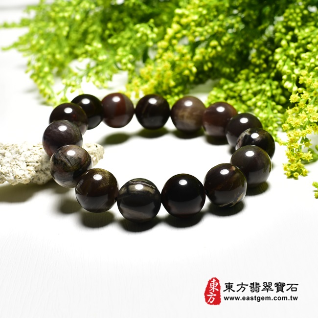 木化石樹化玉手鍊左側照片 木化石手鍊、樹化玉手鍊(木化石珠子、樹化玉珠子，珠徑約14mm，15顆珠，OWO013) 客製化設計各種木化石珠串、樹化玉珠串、木化石珠子、樹化玉珠子、木化石手鍊、樹化玉手鍊、木化石手珠、樹化玉手珠。★附東方翡翠寶石保證卡