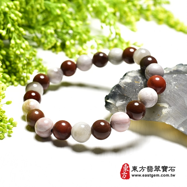 木化石樹化玉手鍊右側照片 木化石手鍊、樹化玉手鍊(木化石珠子、樹化玉珠子，珠徑約8mm，22顆珠，OWO061) 客製化設計各種木化石珠串、樹化玉珠串、木化石珠子、樹化玉珠子、木化石手鍊、樹化玉手鍊、木化石手珠、樹化玉手珠。★附東方翡翠寶石保證卡