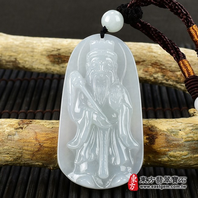 太上老君項鍊玉珮正面照片  翡翠太上老君項鍊玉珮（道德天尊：太上老君牌A貨翡翠太上老君玉珮、緬甸玉太上老君玉墜）。淡綠色糯種太上老君，KN167。客製化訂做各種翡翠太上老君吊墜玉珮項鍊。★附A貨翡翠雙證書