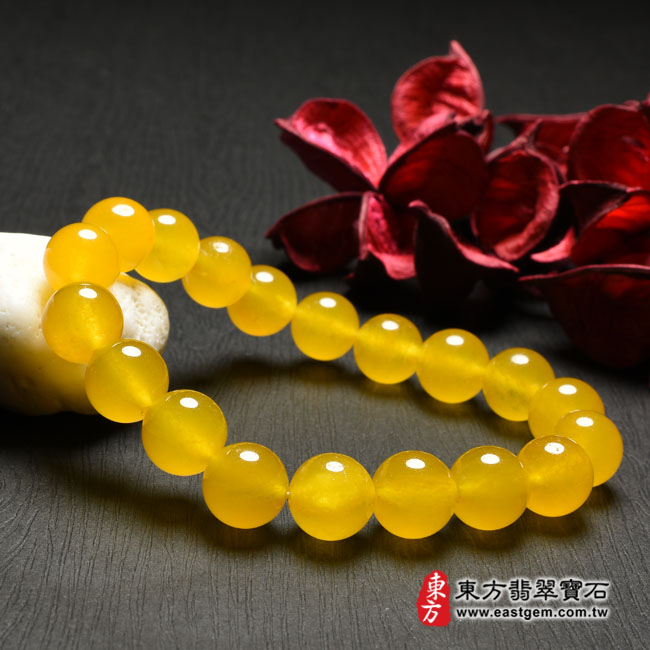 黃瑪瑙手鍊 左邊照片 黃瑪瑙手鍊(黃瑪瑙珠子，珠徑約10mm，19顆珠，OML463) 客製化設計各種黃瑪瑙珠串、黃瑪瑙珠子、黃瑪瑙手鍊、黃瑪瑙手珠。★附東方翡翠寶石保證卡