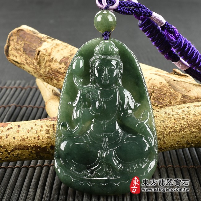 大勢至菩薩項鍊玉珮正面照片  翡翠大勢至菩薩項鍊玉珮（大勢至菩薩：大勢至菩薩牌A貨翡翠大勢至菩薩玉珮、緬甸玉大勢至菩薩玉墜）。綠色糯種大勢至菩薩，GY1351。客製化訂做各種翡翠大勢至菩薩吊墜玉珮項鍊。★附A貨翡翠雙證書