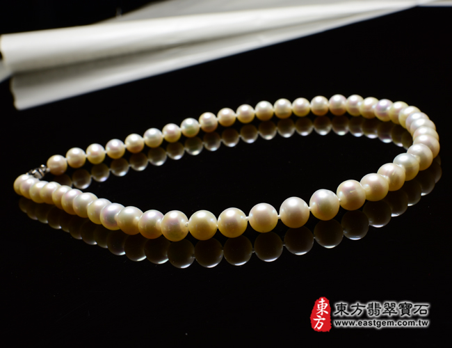 白珍珠項鍊(白珍珠珠子，珠徑約0.95mm，MWB013) 客製化設計各種白珍珠珠串、白珍珠珠子、白珍珠項鍊、白珍珠手珠。★附東方翡翠寶石保證卡