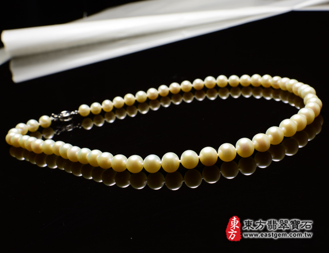 白珍珠項鍊(白珍珠珠子，珠徑約0.8mm，MWB017) 客製化設計各種白珍珠珠串、白珍珠珠子、白珍珠項鍊、白珍珠手珠。★附東方翡翠寶石保證卡